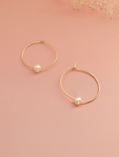 Créoles Lueur en or laminé 14k fabriquées à la main 