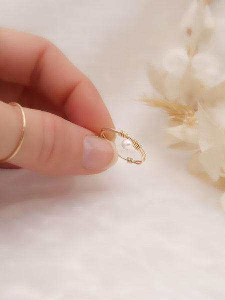 Bague écume avec perle d'eau douce 