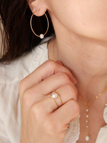 Bague union avec perle d'eau douce 
