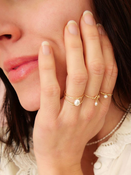 Bague union avec perle d'eau douce 