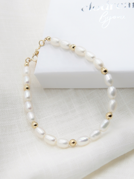 Bracelet perles d'eau douce en gold filled 14 carats