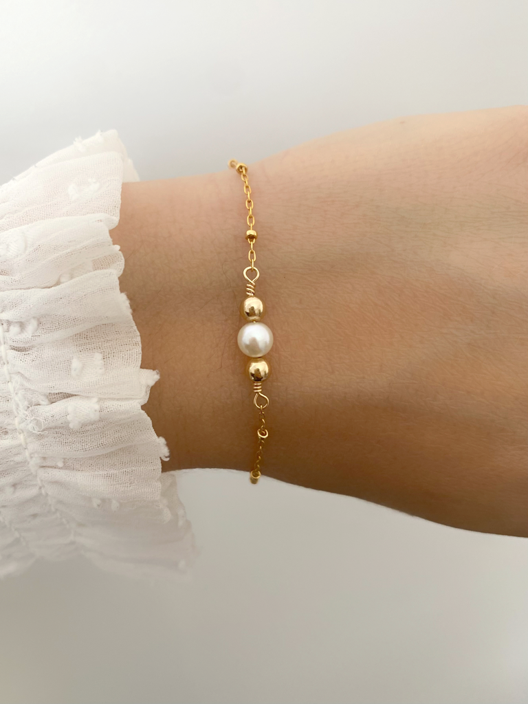 bracelet serenite or gold filled 14k perles de cuture elodream mariage provence