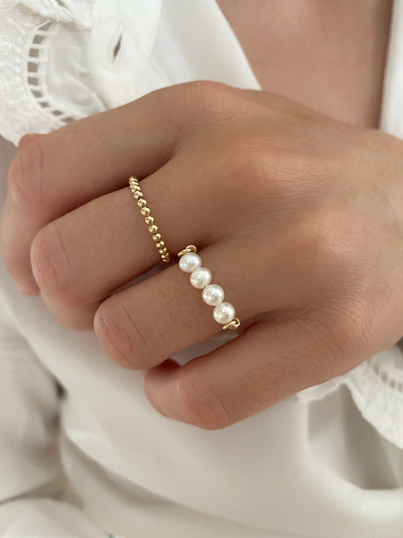 Bague pearl en gold filled 14 carats et ses perles d'eau douce