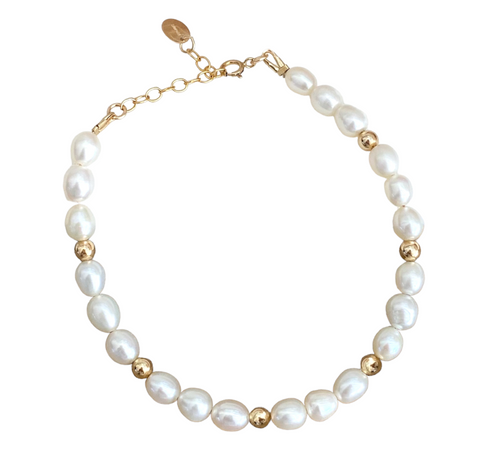 Bracelet perles d'eau douce en gold filled 14 carats 